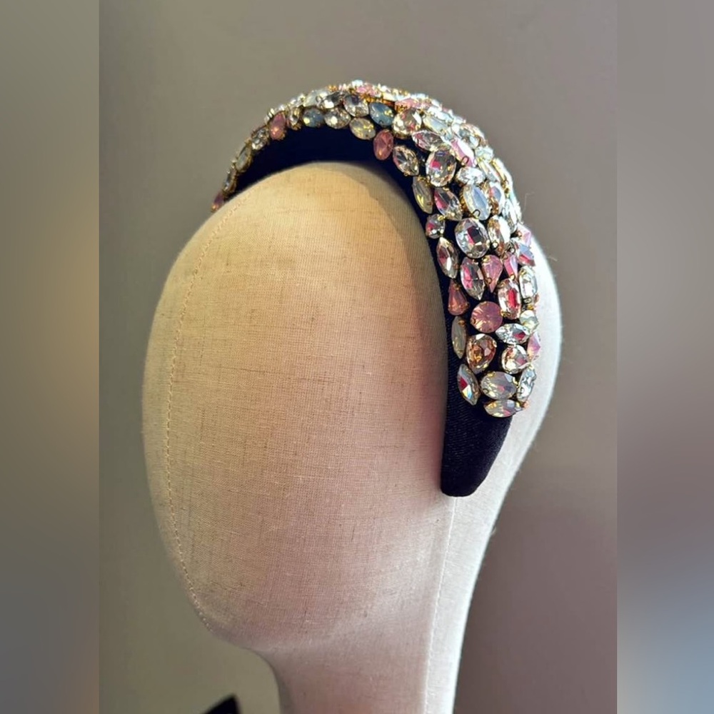 Elegant Black and Crystal Embellished Headband